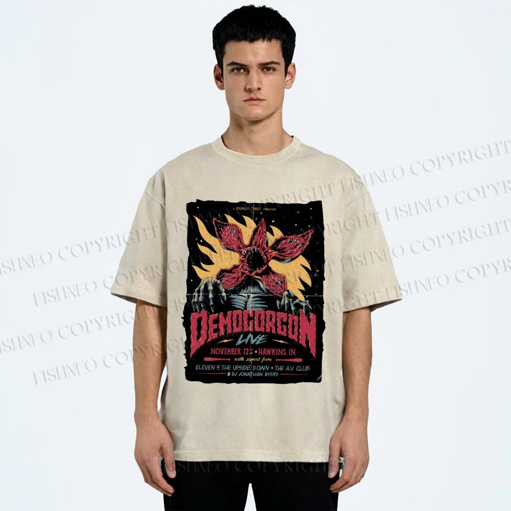 Unisex  Stranger Things Retro Poster Printed Washed Tee