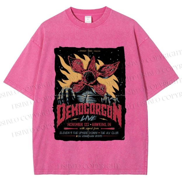 Unisex  Stranger Things Retro Poster Printed Washed Tee