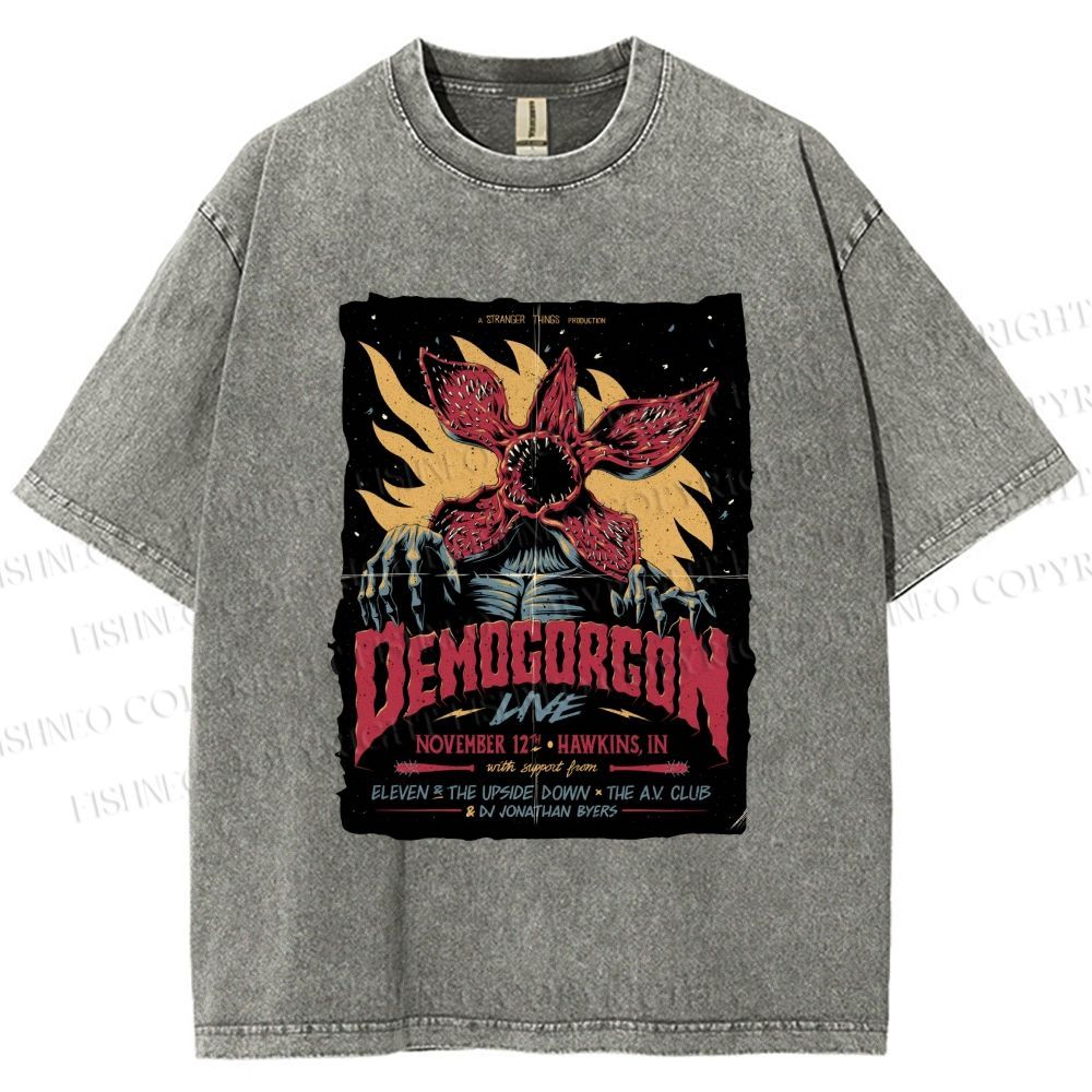 Unisex  Stranger Things Retro Poster Printed Washed Tee