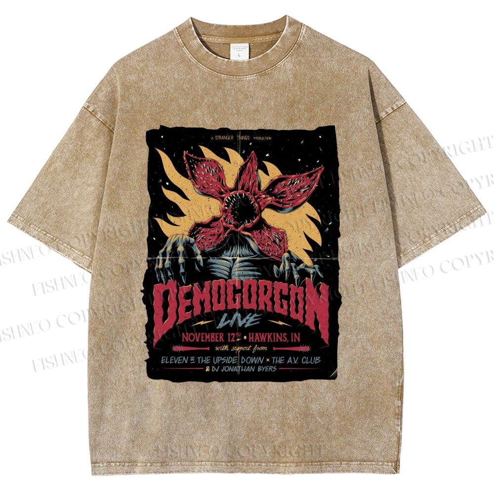 Unisex  Stranger Things Retro Poster Printed Washed Tee