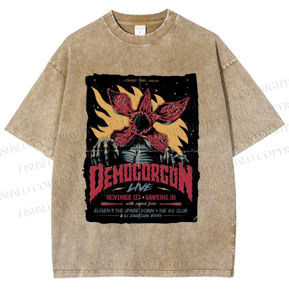 Unisex  Stranger Things Retro Poster Printed Washed Tee