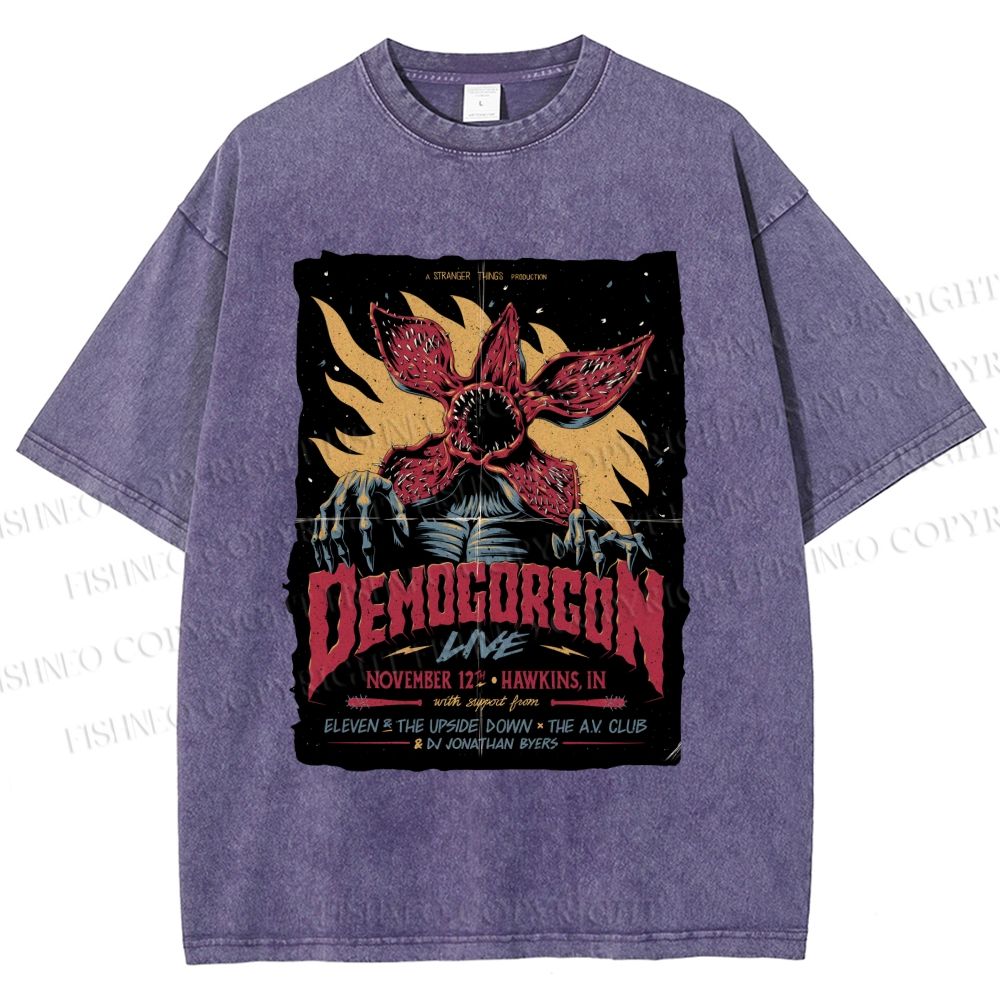 Unisex  Stranger Things Retro Poster Printed Washed Tee