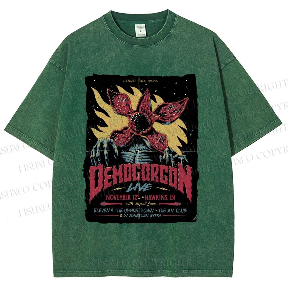 Unisex  Stranger Things Retro Poster Printed Washed Tee
