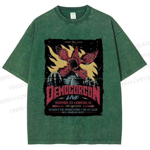 Unisex  Stranger Things Retro Poster Printed Washed Tee