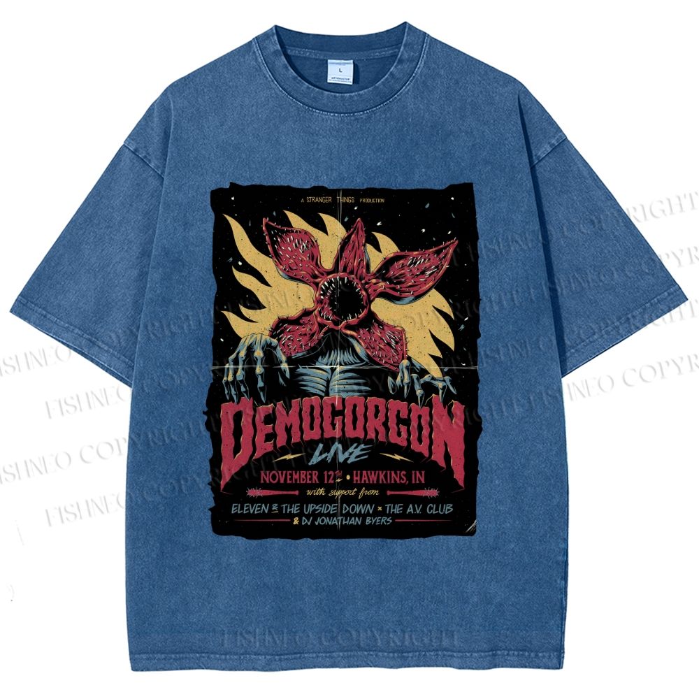 Unisex  Stranger Things Retro Poster Printed Washed Tee
