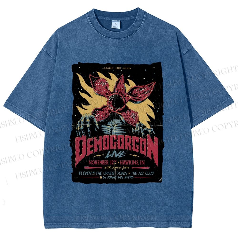 Unisex  Stranger Things Retro Poster Printed Washed Tee
