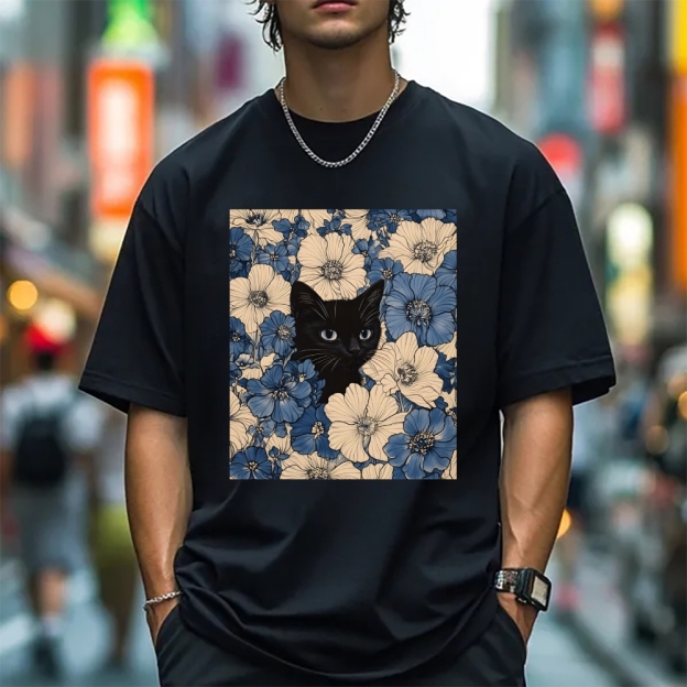   Cat & Flowers Classic T-Shirt