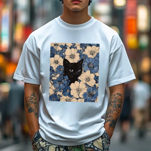   Cat & Flowers Classic T-Shirt