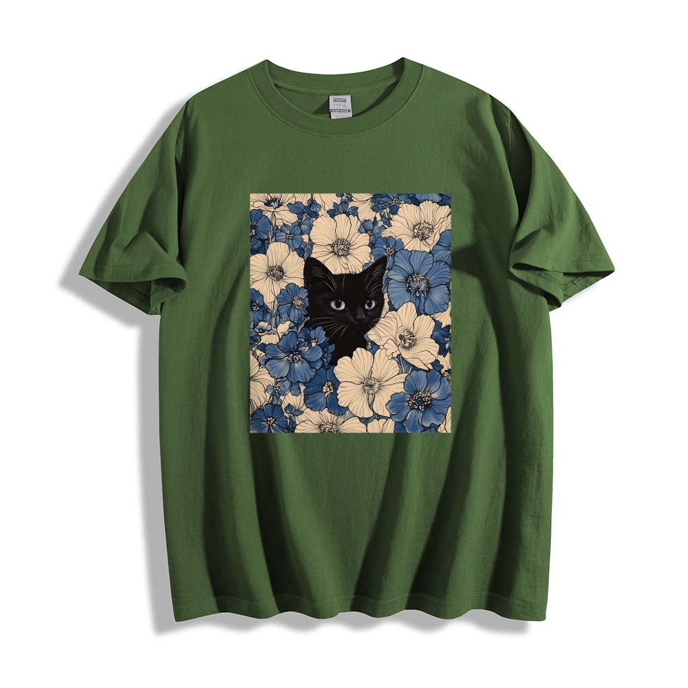   Cat & Flowers Classic T-Shirt