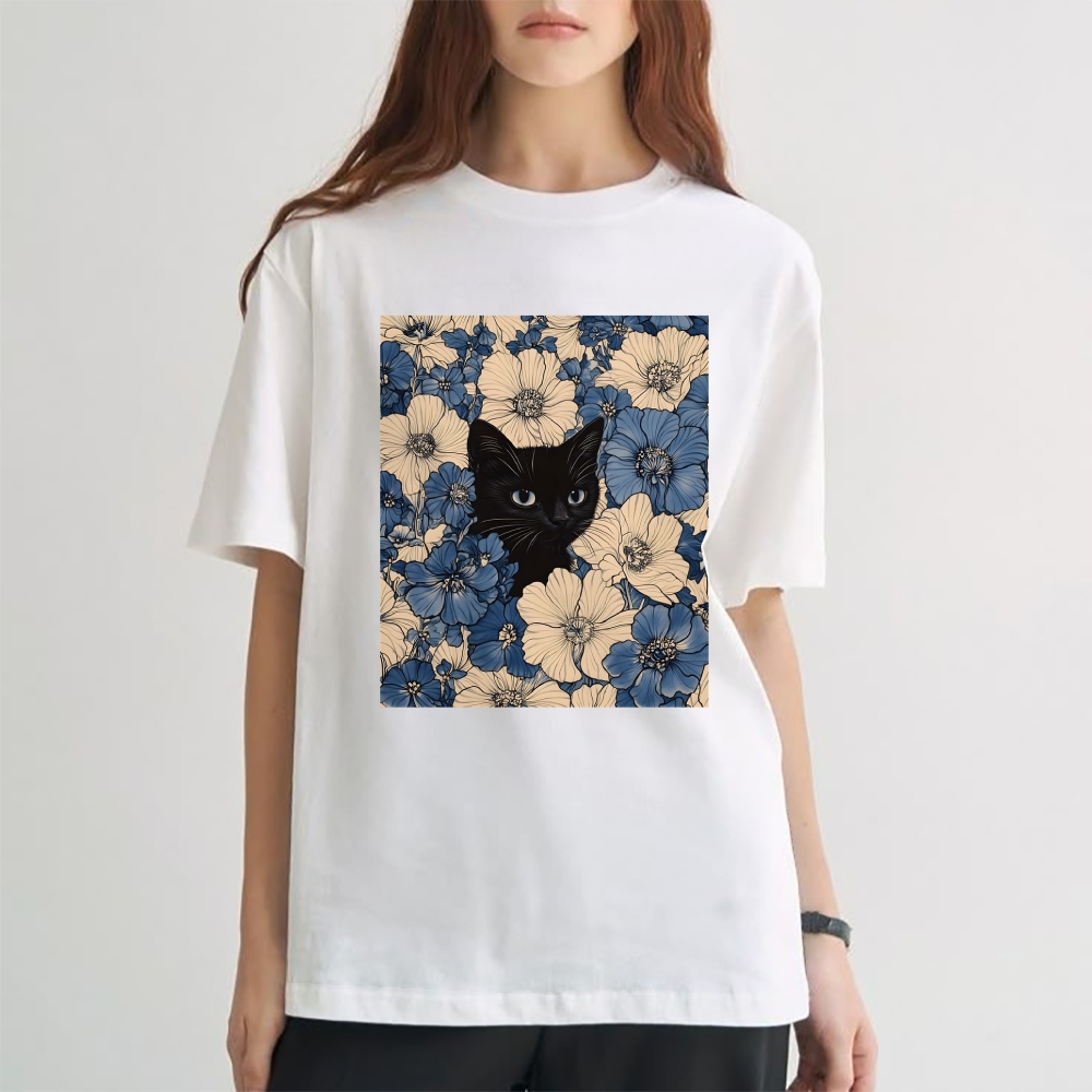   Cat & Flowers Classic T-Shirt