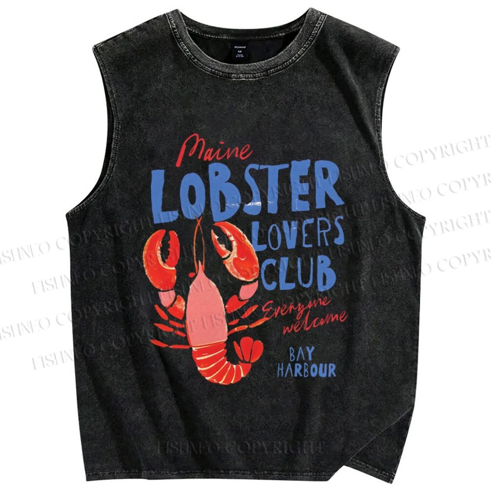 Unisex Maine Lobster Lovers Club Printed Washed Tank Top