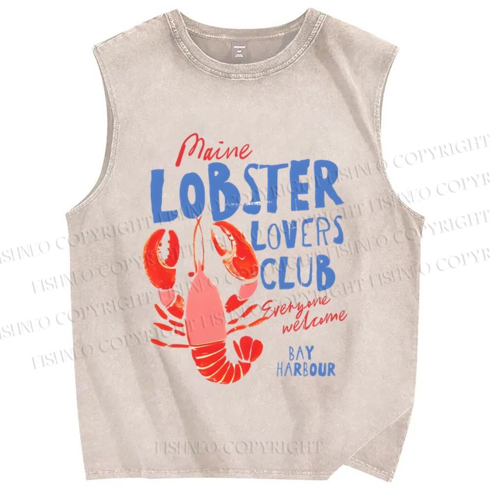 Unisex Maine Lobster Lovers Club Printed Washed Tank Top