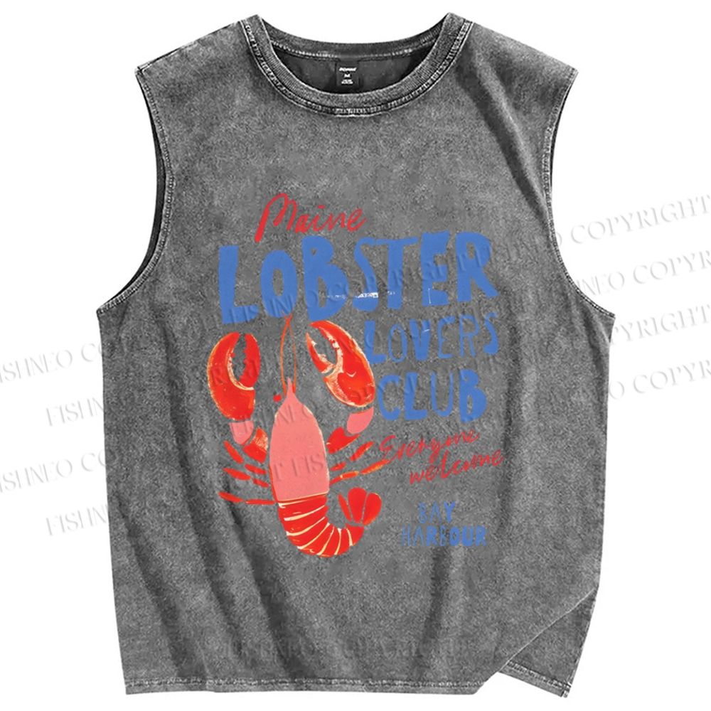 Unisex Maine Lobster Lovers Club Printed Washed Tank Top