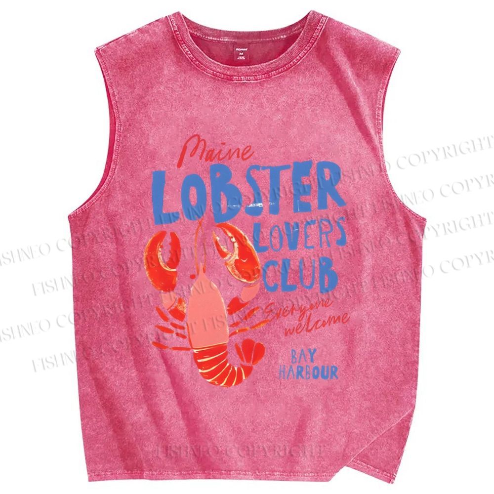 Unisex Maine Lobster Lovers Club Printed Washed Tank Top