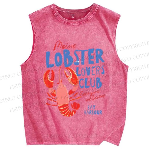 Unisex Maine Lobster Lovers Club Printed Washed Tank Top