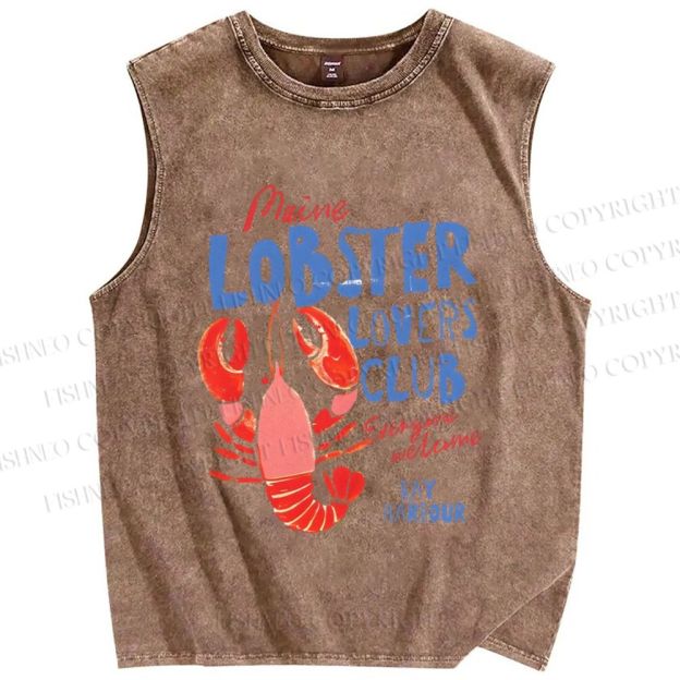 Unisex Maine Lobster Lovers Club Printed Washed Tank Top