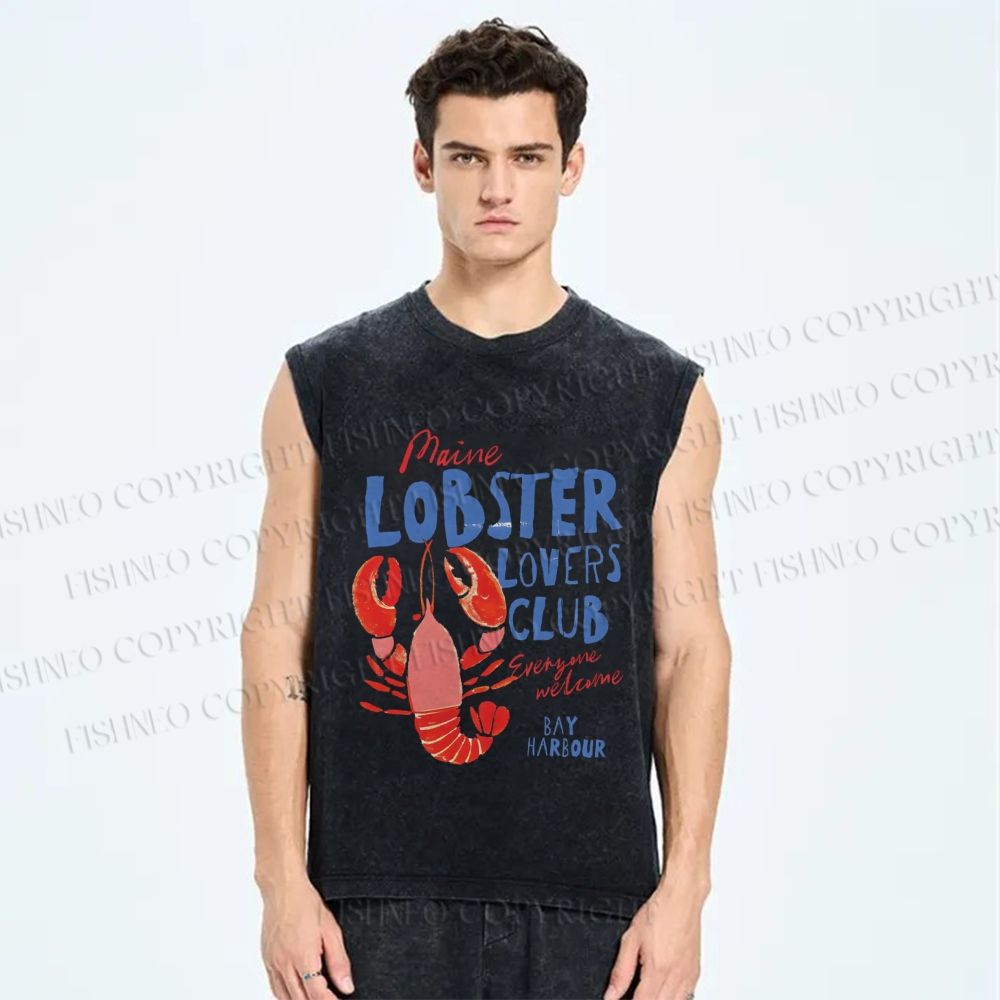Unisex Maine Lobster Lovers Club Printed Washed Tank Top