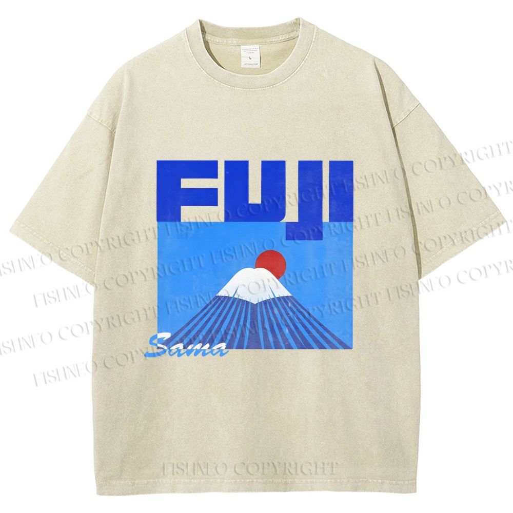 Unisex Mount Fuji Printed Washed Tee