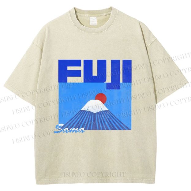 Unisex Mount Fuji Printed Washed Tee