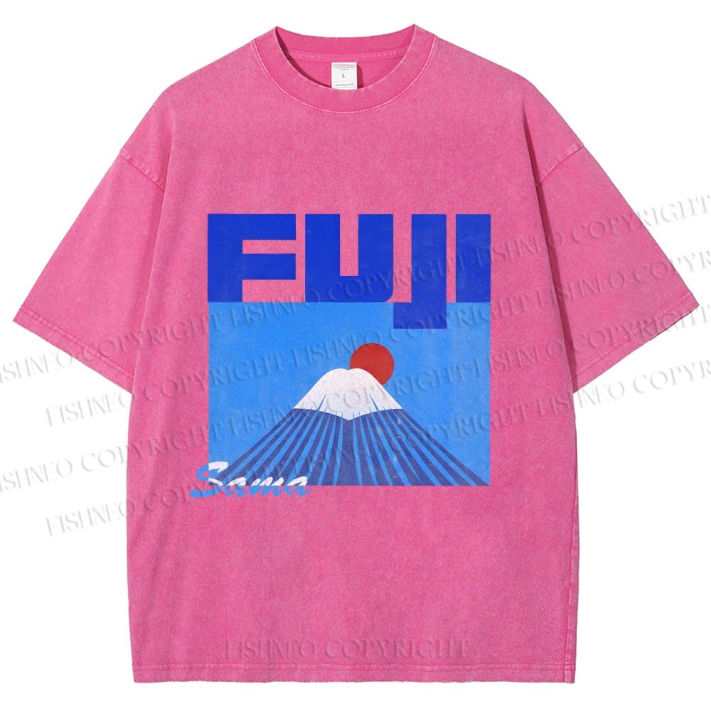 Unisex Mount Fuji Printed Washed Tee