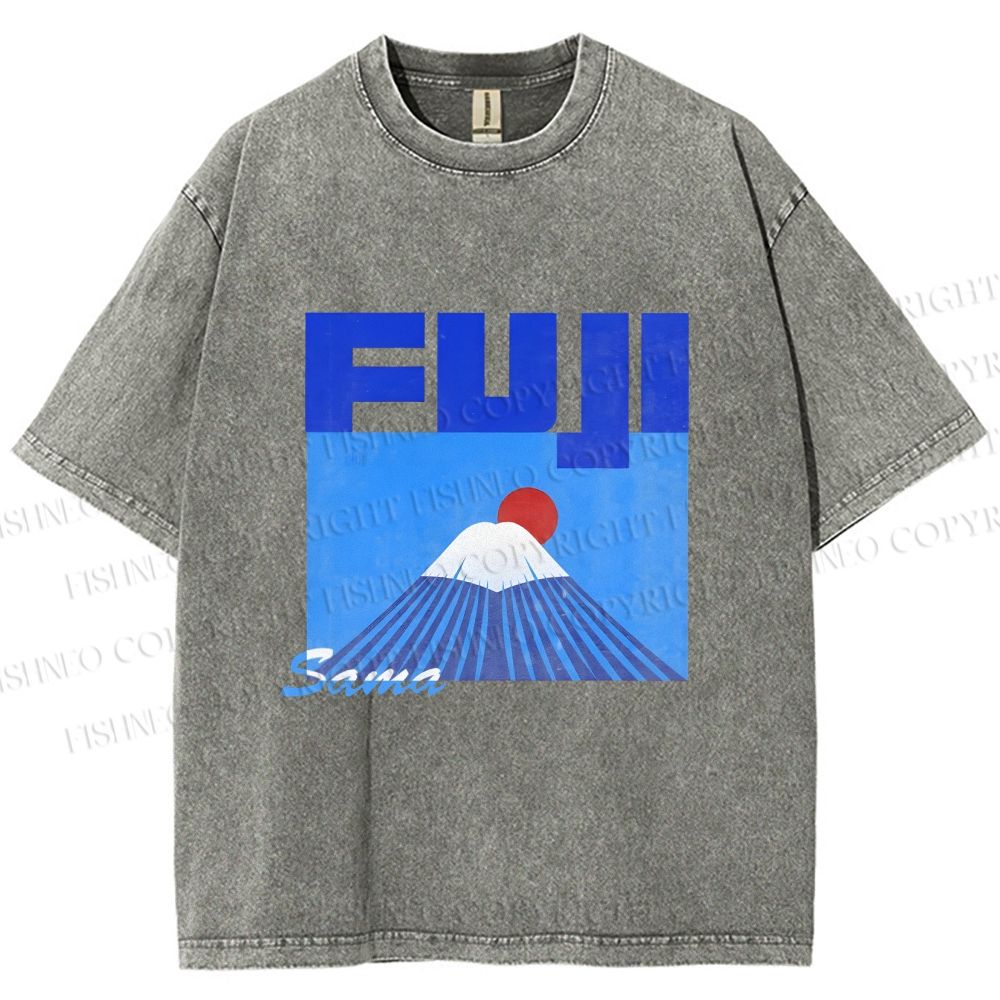 Unisex Mount Fuji Printed Washed Tee