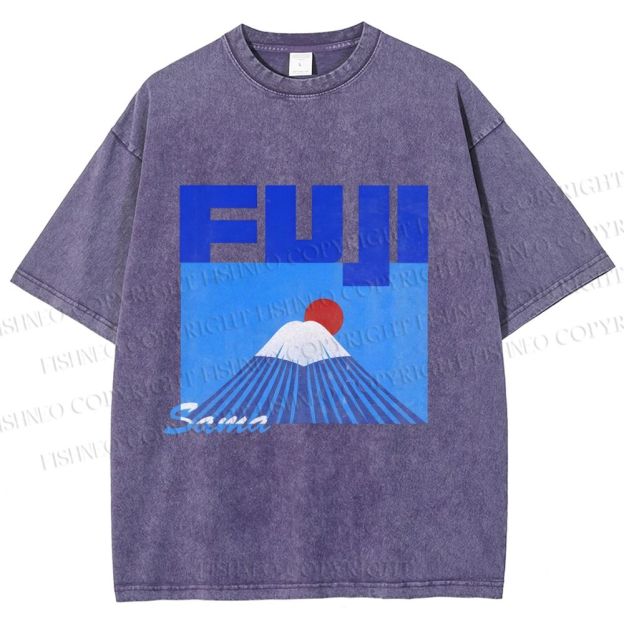 Unisex Mount Fuji Printed Washed Tee