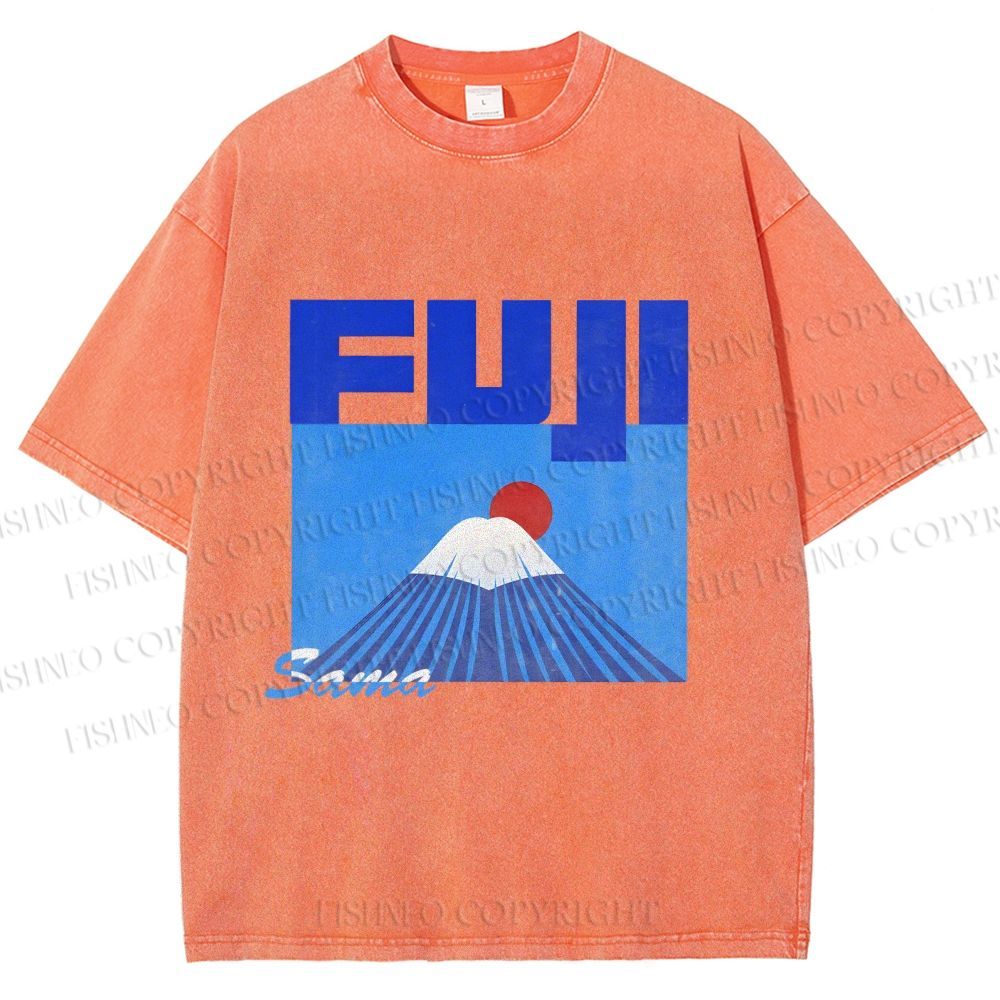 Unisex Mount Fuji Printed Washed Tee