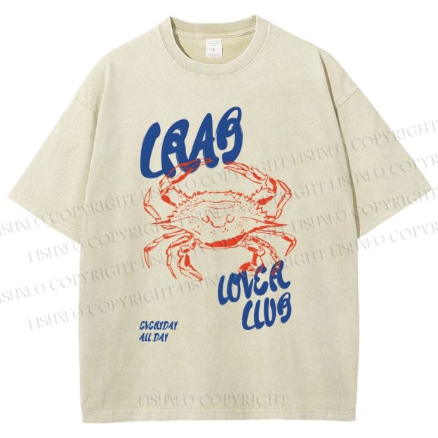 Unisex Crab Lover Club Printed Washed Tee