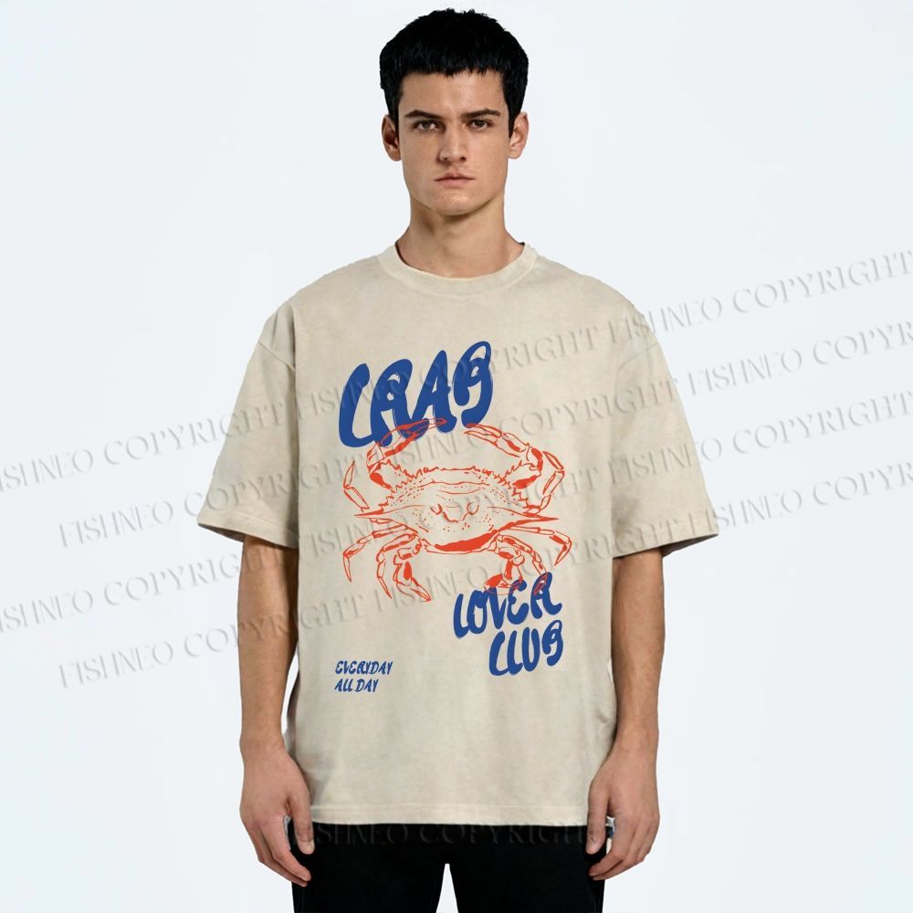 Unisex Crab Lover Club Printed Washed Tee