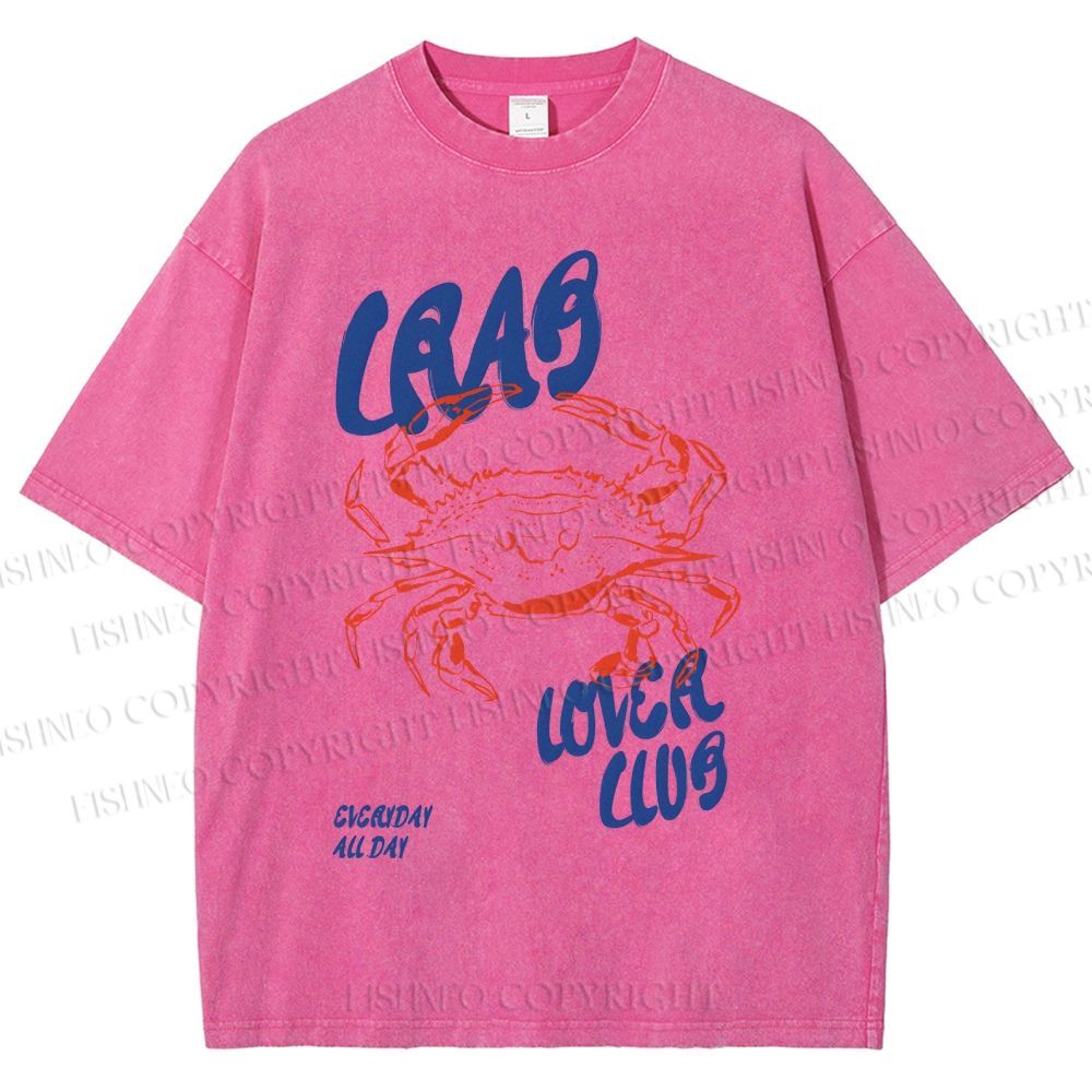 Unisex Crab Lover Club Printed Washed Tee