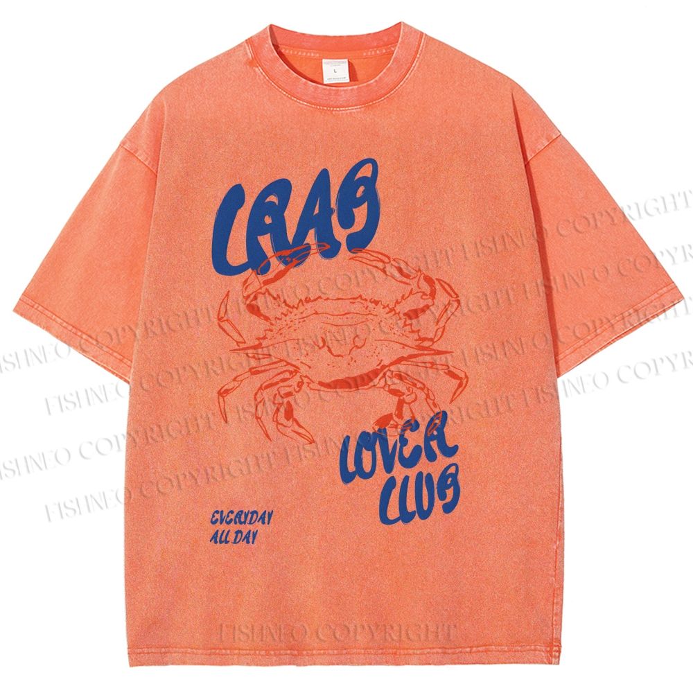 Unisex Crab Lover Club Printed Washed Tee