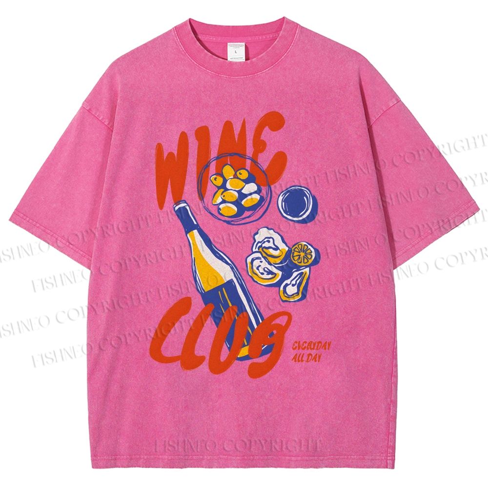 Unisex Wine Club Printed Washed Tee