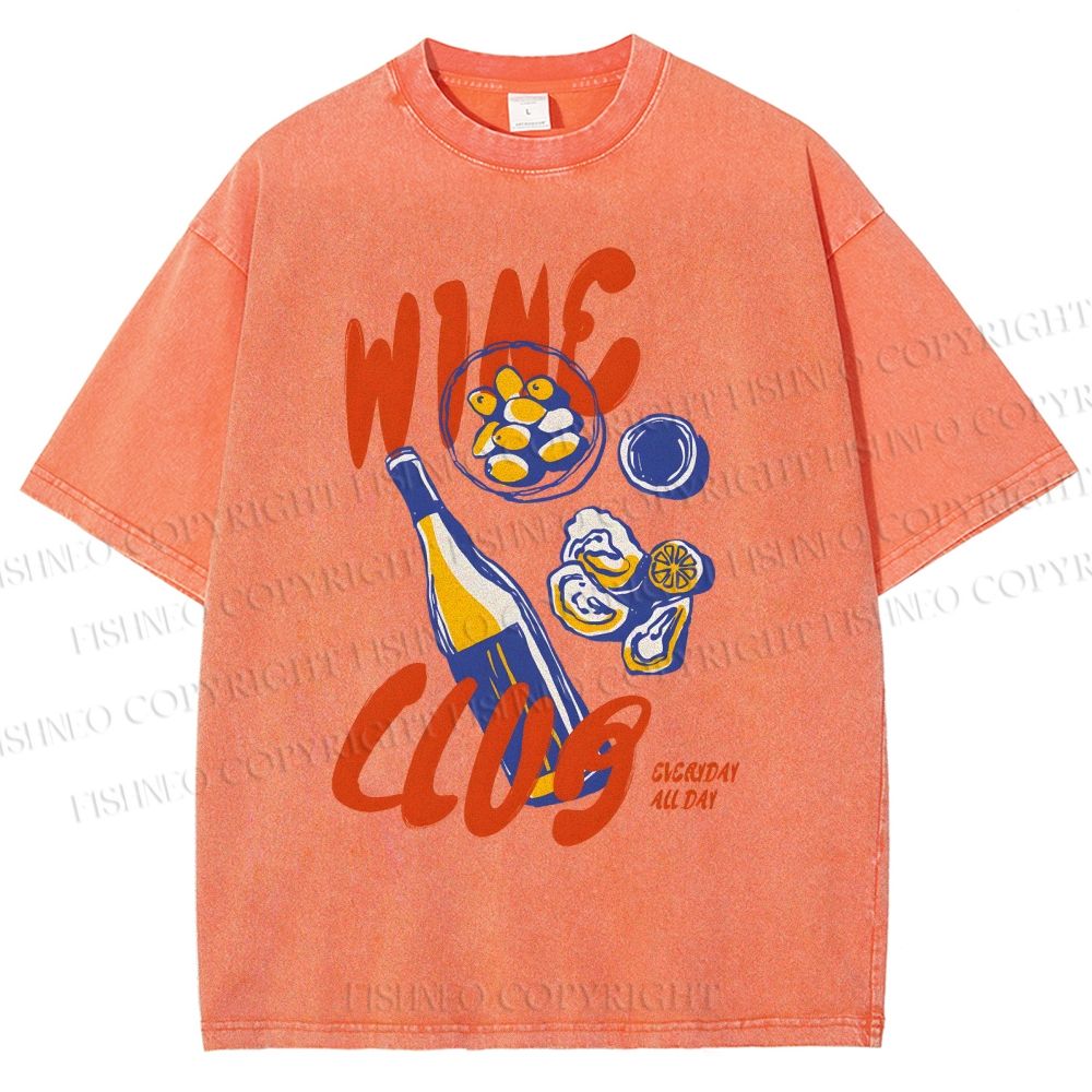 Unisex Wine Club Printed Washed Tee