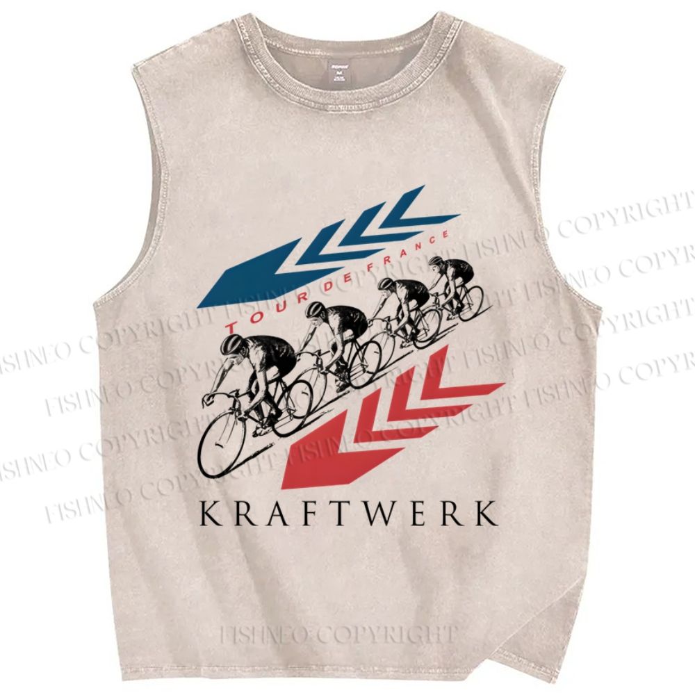 Unisex Kraftwerk Tour de France Printed Washed Tank Top