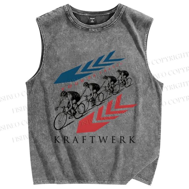 Unisex Kraftwerk Tour de France Printed Washed Tank Top