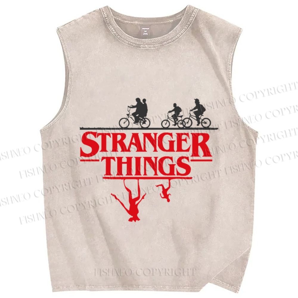Unisex Stranger Things Printed Washed Tank Top