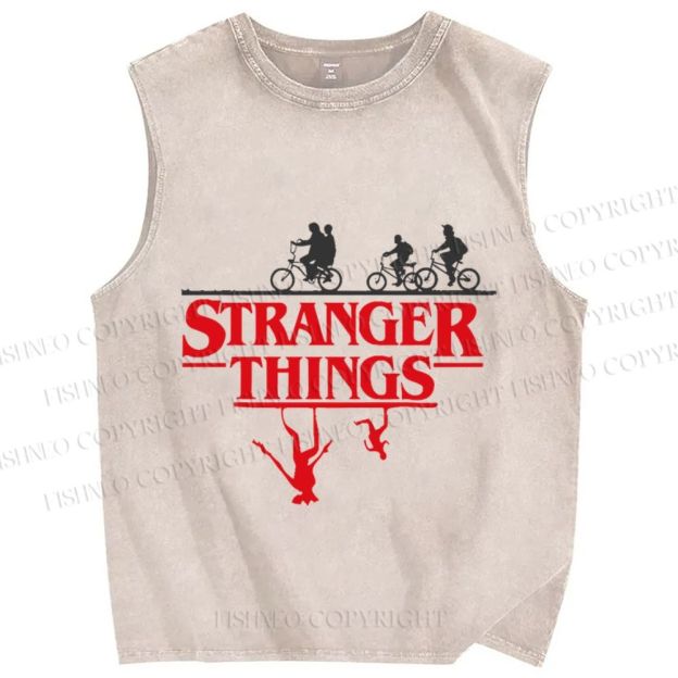 Unisex Stranger Things Printed Washed Tank Top