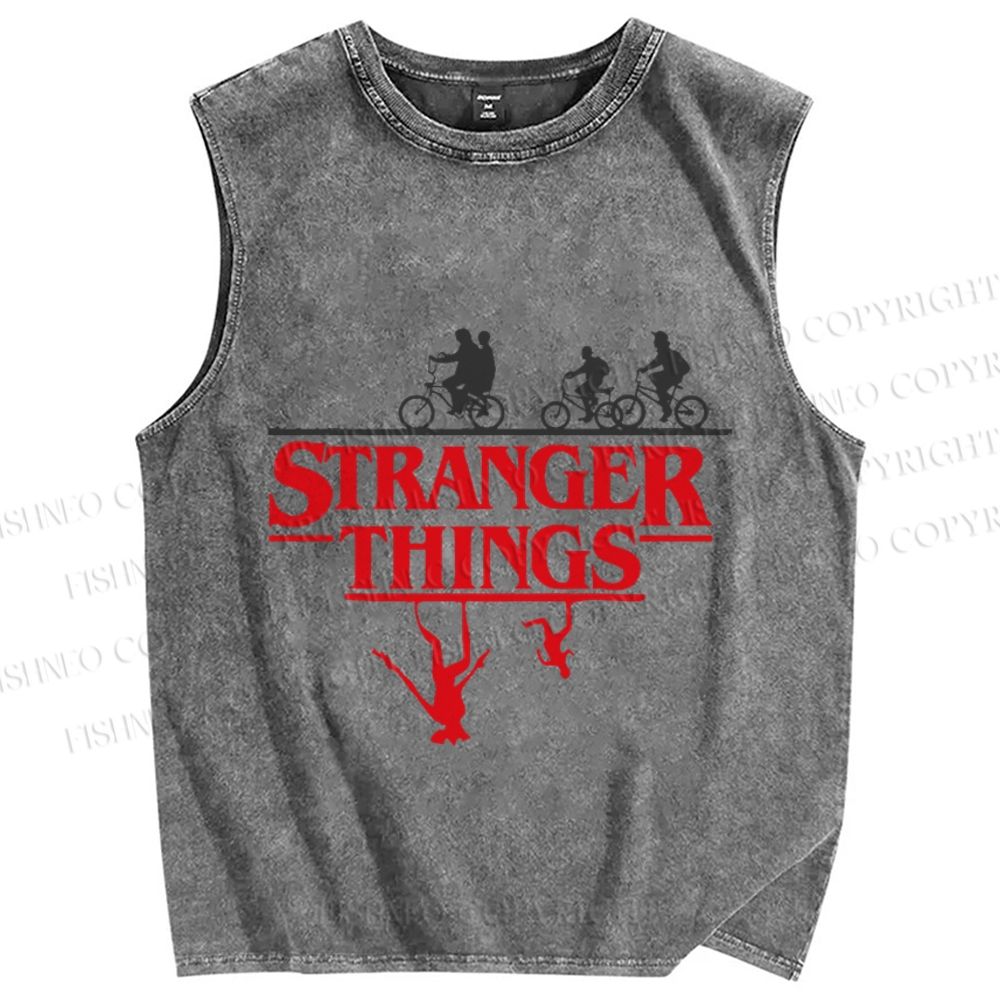 Unisex Stranger Things Printed Washed Tank Top