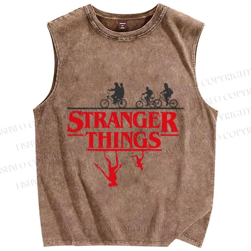 Unisex Stranger Things Printed Washed Tank Top
