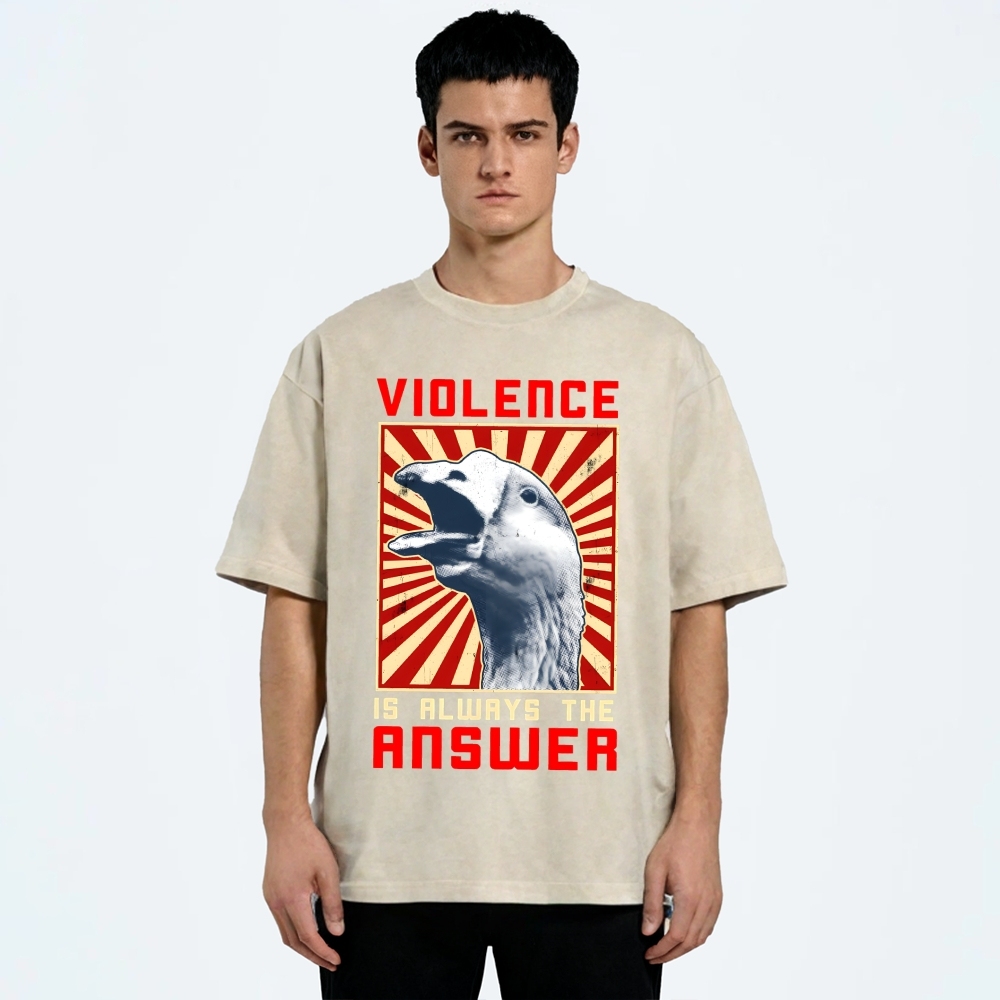 Violence Is Always The Answer Washed T-Shirt