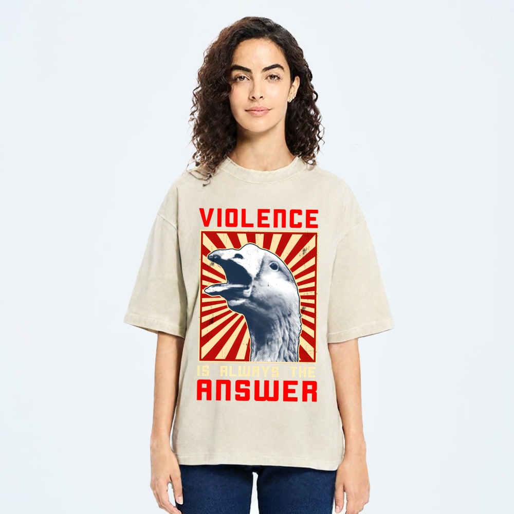 Violence Is Always The Answer Washed T-Shirt