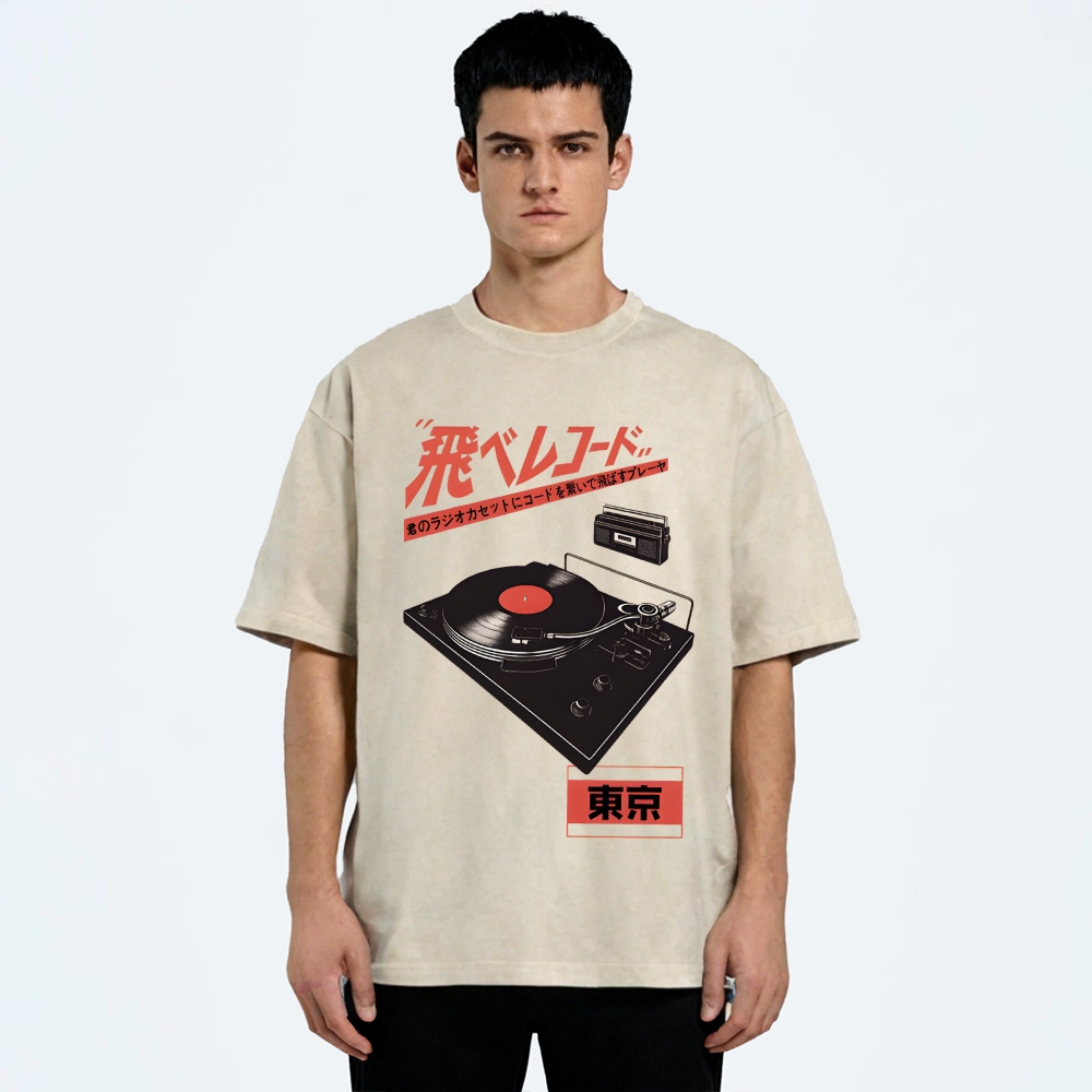 Retro Japanese Tokyo Music Washed T-Shirt