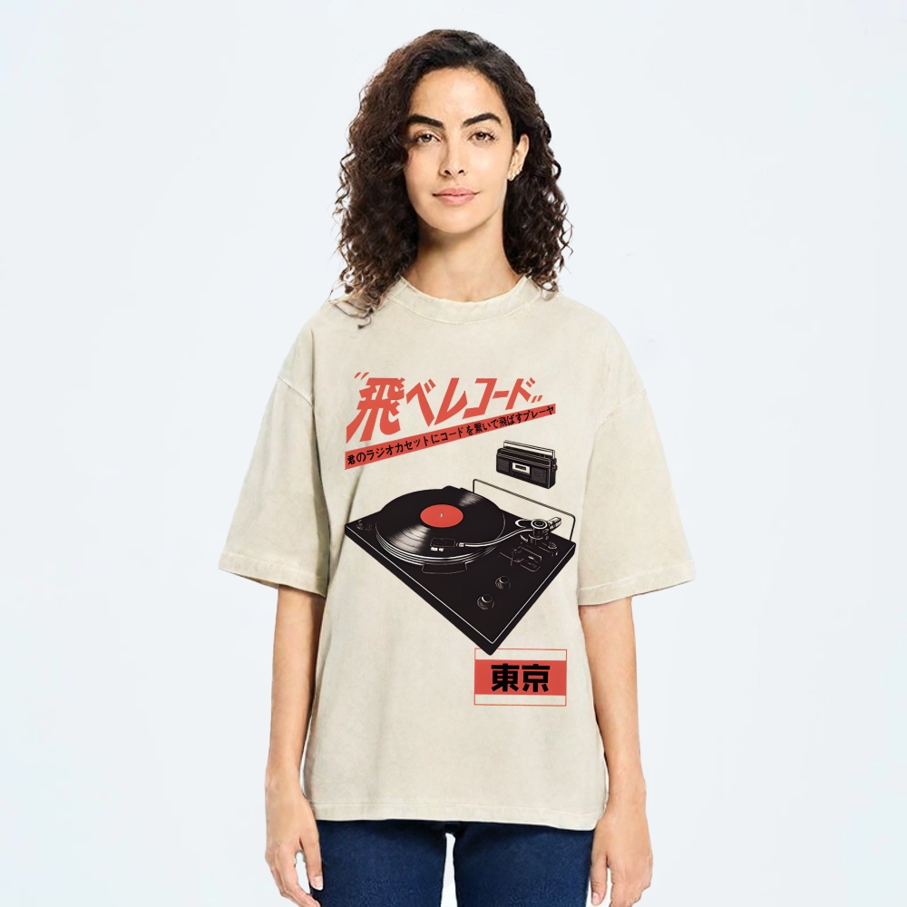 Retro Japanese Tokyo Music Washed T-Shirt