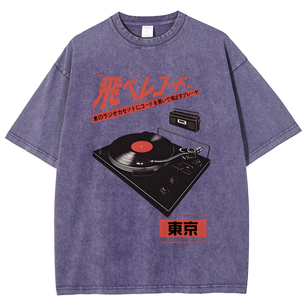 Retro Japanese Tokyo Music Washed T-Shirt