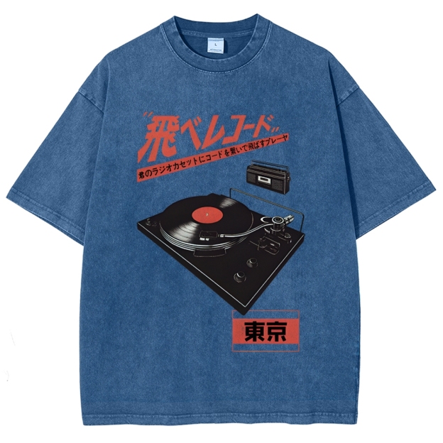Retro Japanese Tokyo Music Washed T-Shirt