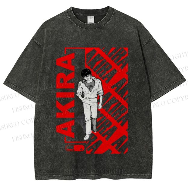 Unisex Japanese Anime Akira Printed Washed Tee