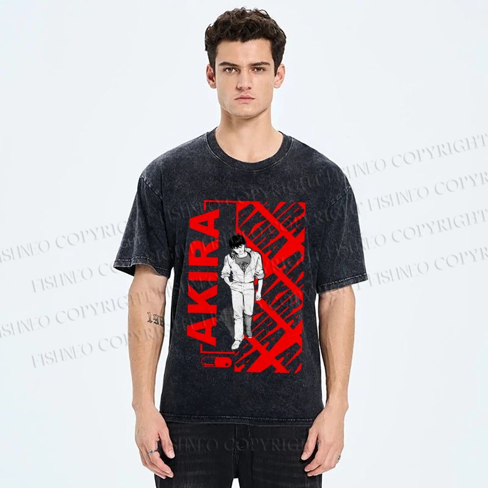Unisex Japanese Anime Akira Printed Washed Tee