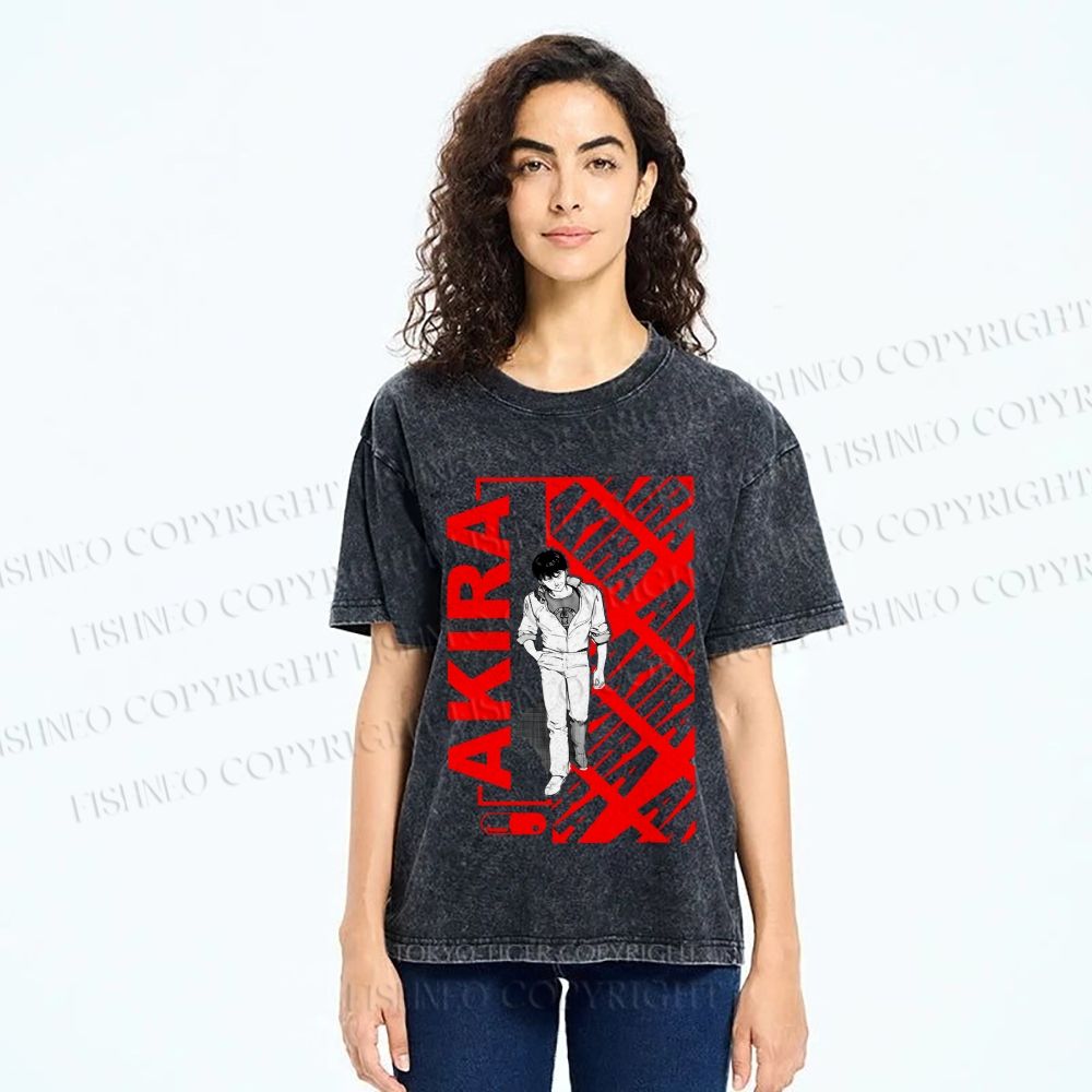 Unisex Japanese Anime Akira Printed Washed Tee