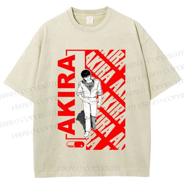 Unisex Japanese Anime Akira Printed Washed Tee