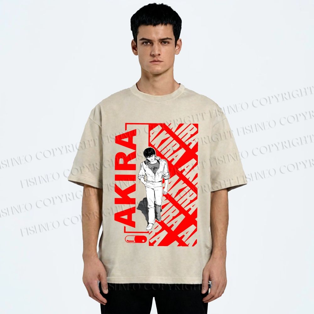 Unisex Japanese Anime Akira Printed Washed Tee